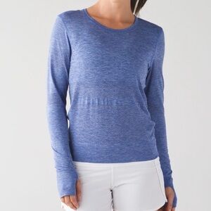 Lululemon Breeze By Long Sleeve in Heathered Sapphire Blue